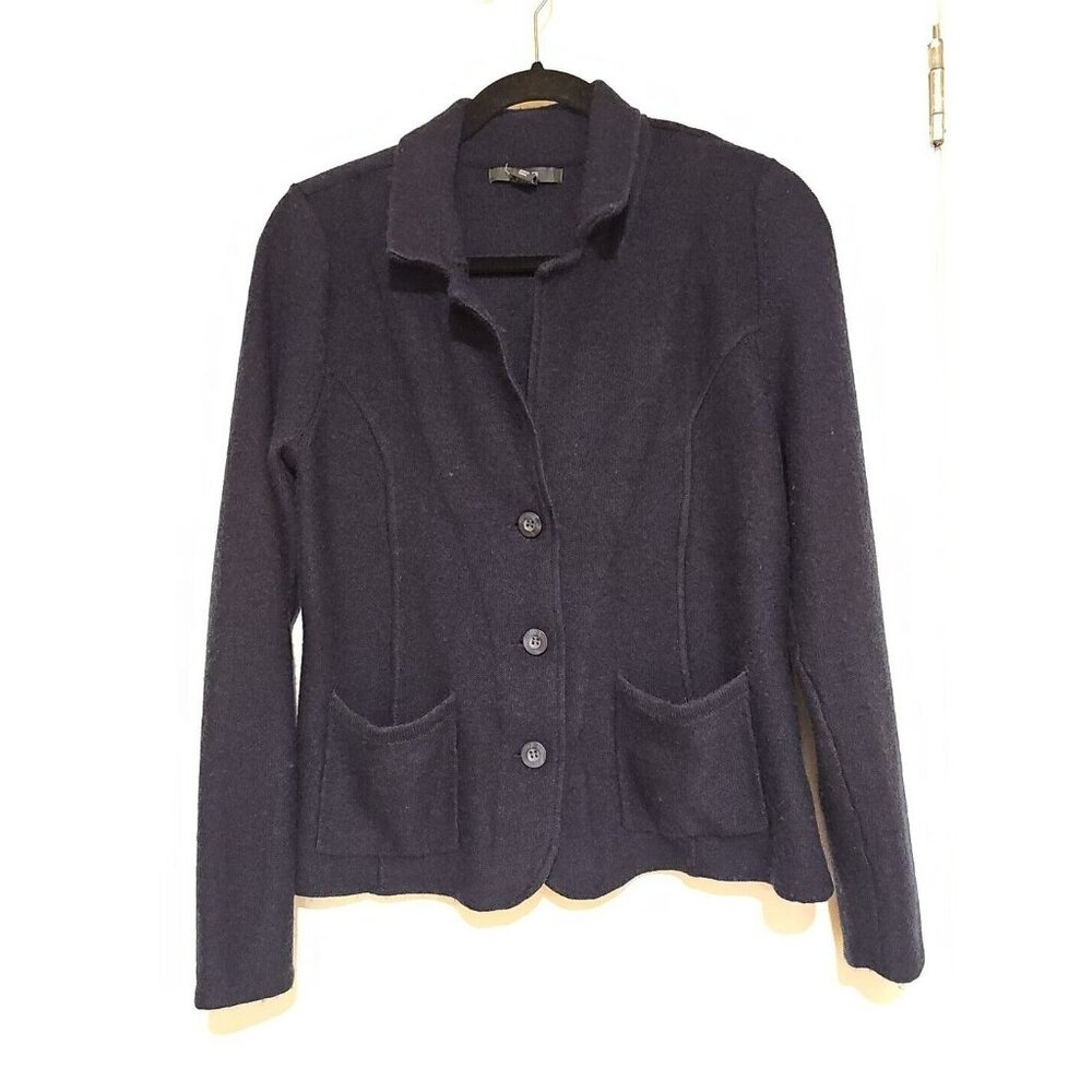 ALT Bella Swan Twilight Tahari Merino Wool Women Cardigan XL Dark Blue Button-up